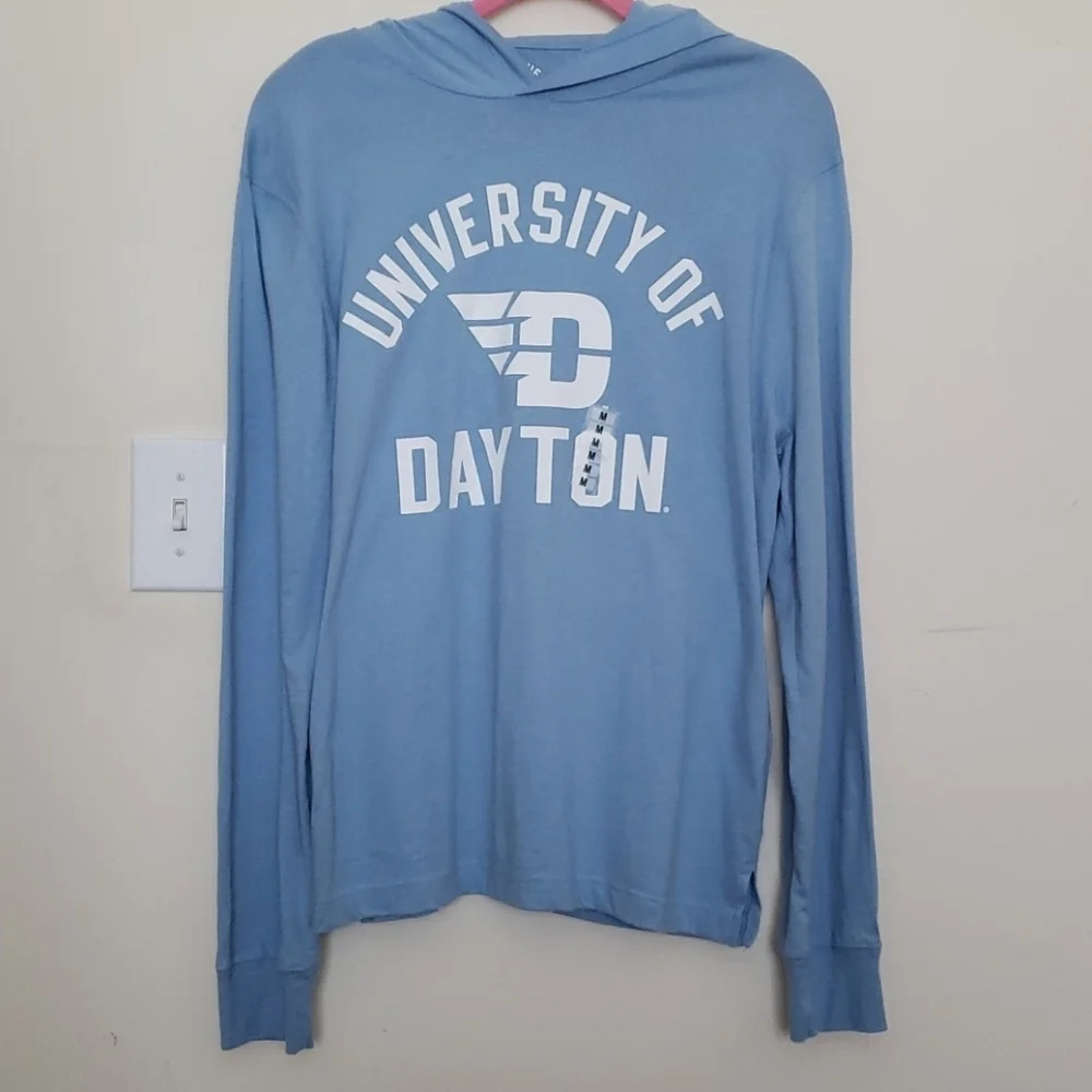 Unisex Hooded Light Blue Long Sleeve Top - Picture 1 of 13